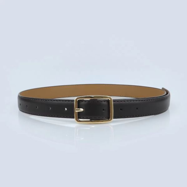 Women's High-End Leather Belt Women's PU with Alloy Gold Alloy Buckle Casual Style