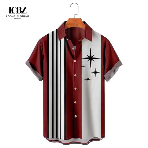 T-shirt de l'été pour homme à col de stand, coco rétro, top 3D, t-shirts de plage