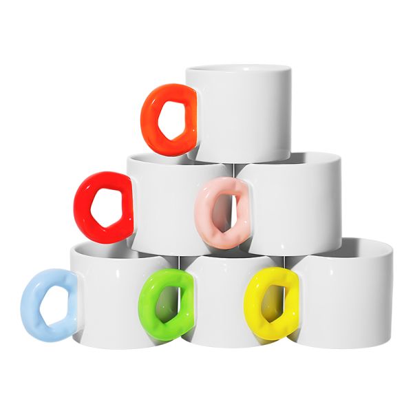 Fashion Design Colored Handle Sublimation Blank Ceramic Coffee Mugs Custom Printing Ceramic Sublimation Mugs