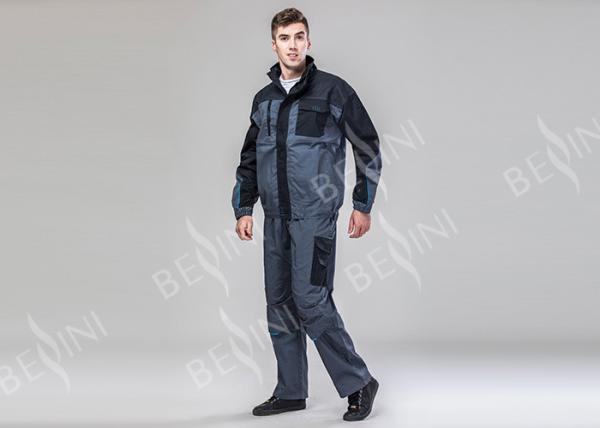 Dark Gray Heavy Duty Work Suit Work Wear Jackets And Pants With Zipper Closure
