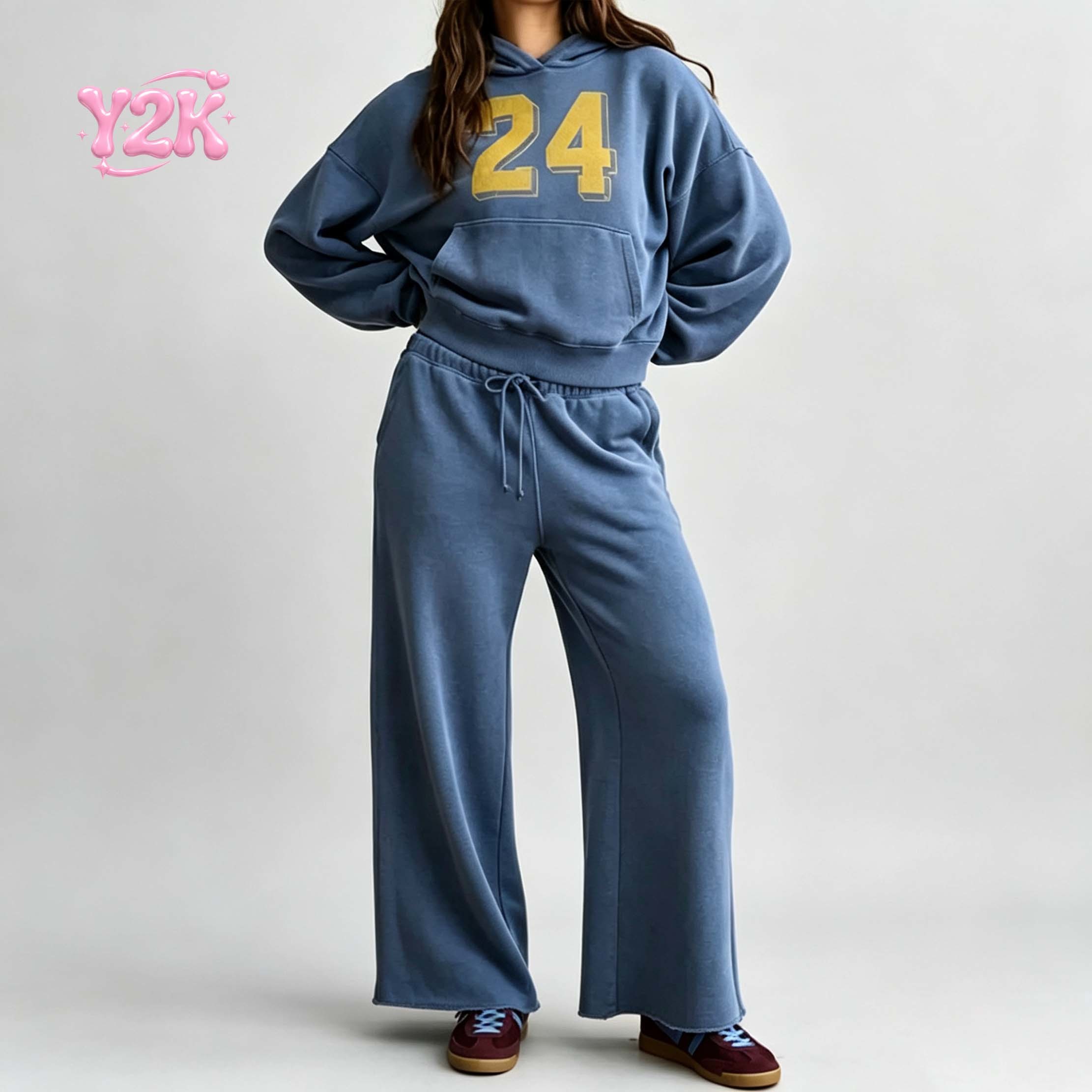 Custom Women's Varsity Number Hoodie Wide Leg Sweatpants Set