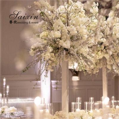 ZT-564 Luxo alto Coluna branca árvore de suporte acrílico arranjo de flores está em pé de mesa de casamento decoração