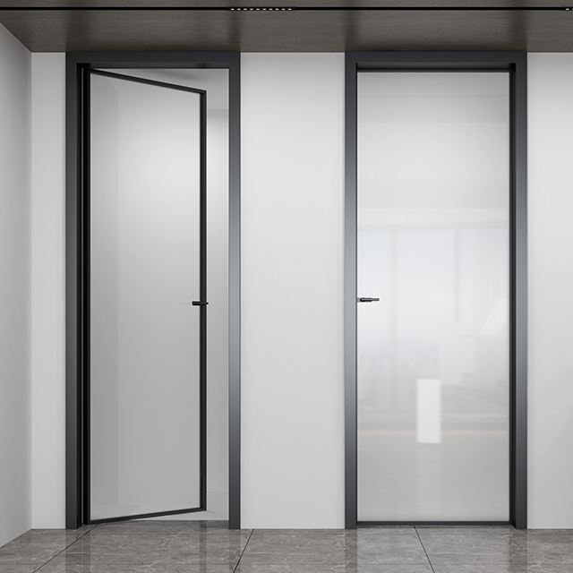 Minimalist Design Slim Frame Alloy Aluminum Casement Door For Bedroom Or Kitchen