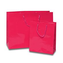 Pink High Gloss Jewelry Gift Bags with Rope Handle / Logo Printed