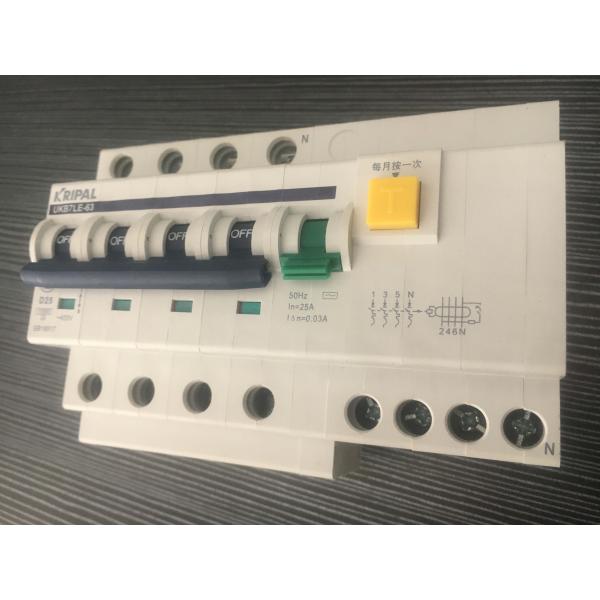 White 63A D25 Three Phase Mini Circuit Breaker 4 Pole RCBO Residual / Overload Protection