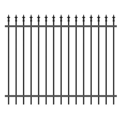 Outdoor Wrought Iron Steel Fence Metal Picket Galvanized Black 6ftx8ft