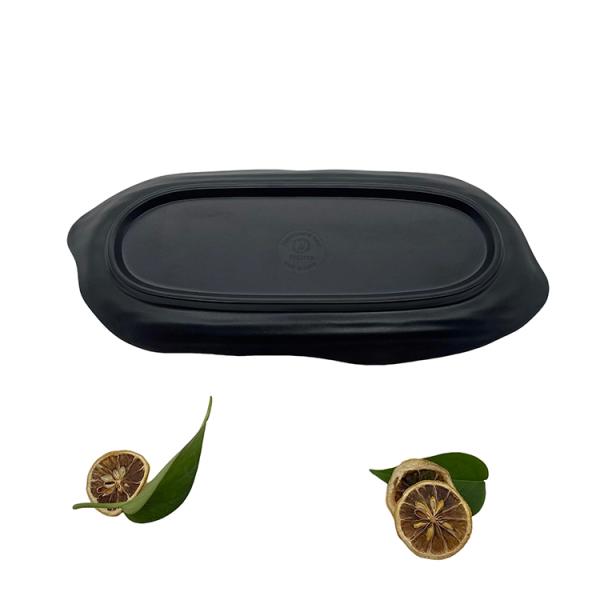 Hot Pot Long Shape Melamine Dinner Plates With Stripe Texture