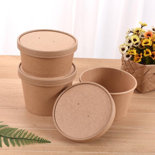 Customized Disposable Lunch Bowl Takeaway Paper Boxes for Fast Food Salad Fried Rice
