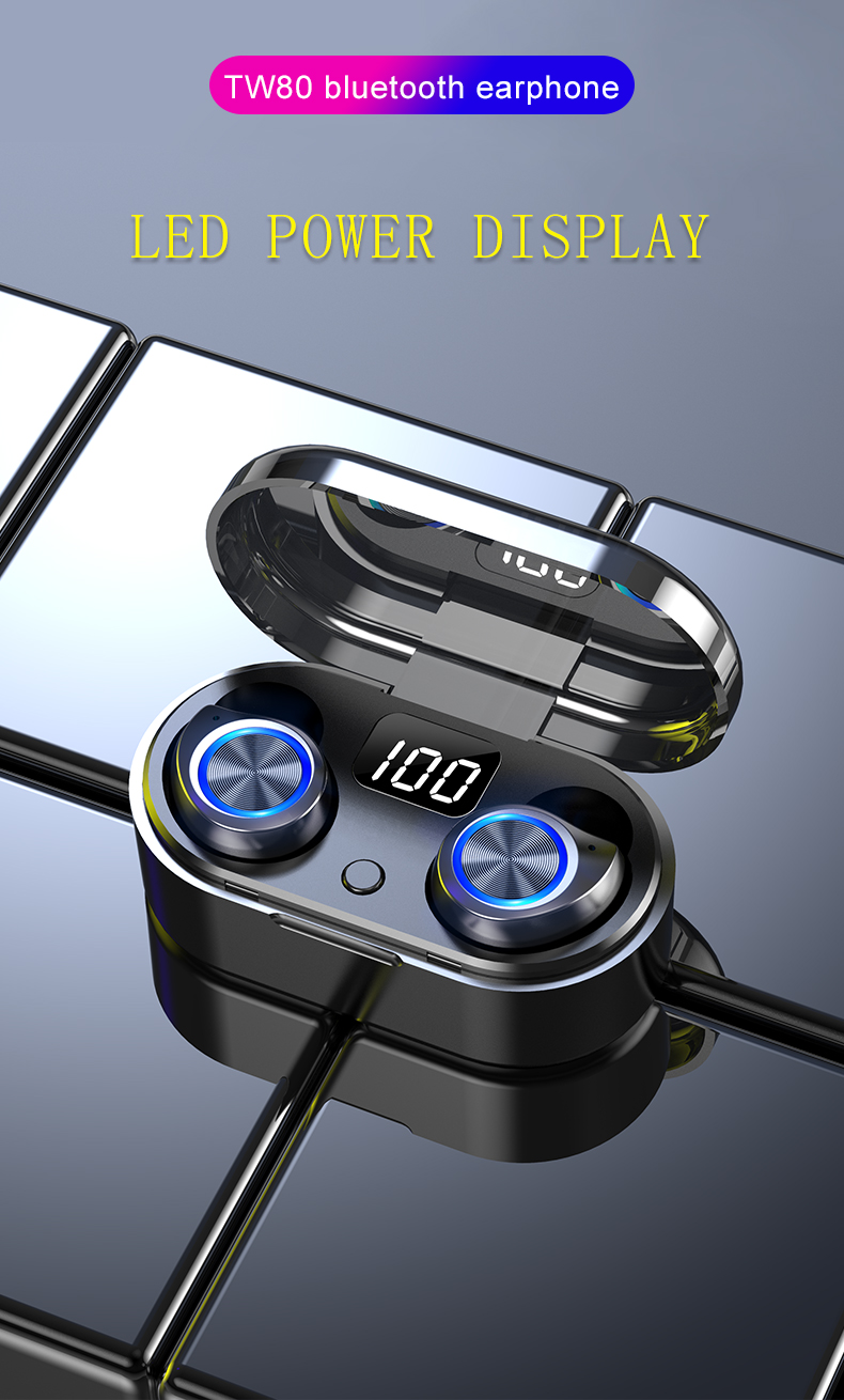 Автоматическое спаривая TW80 IPX5 Sweatproof беспроводное Bluetooth Earbuds
