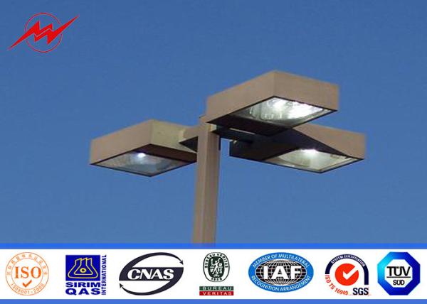 10M Blue Square Light Street Lighting Poles 4mm Thickness 1.5m Light Arm For Parking Lot