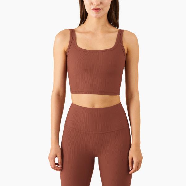 New Threaded Nude Yoga Bra Vest-Style Fitness Running Sports Bra Women