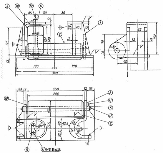 2 & 3 Roller Universal Fairlead for Small Vessels and Tugboats | JIS F2020 76mm-168mm Reference Type