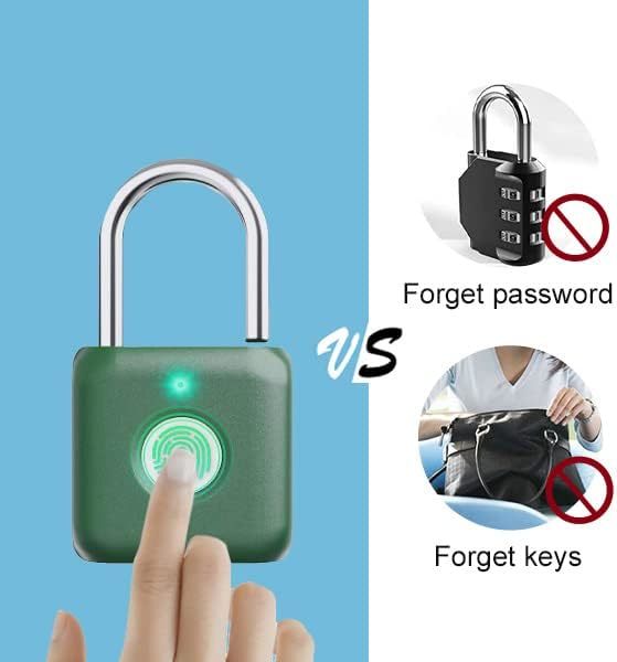 Hot Selling Mini Green IP65 Smart Electronic Padlock Finger Print Access Travel Luggage Suitcase Security Door Locks