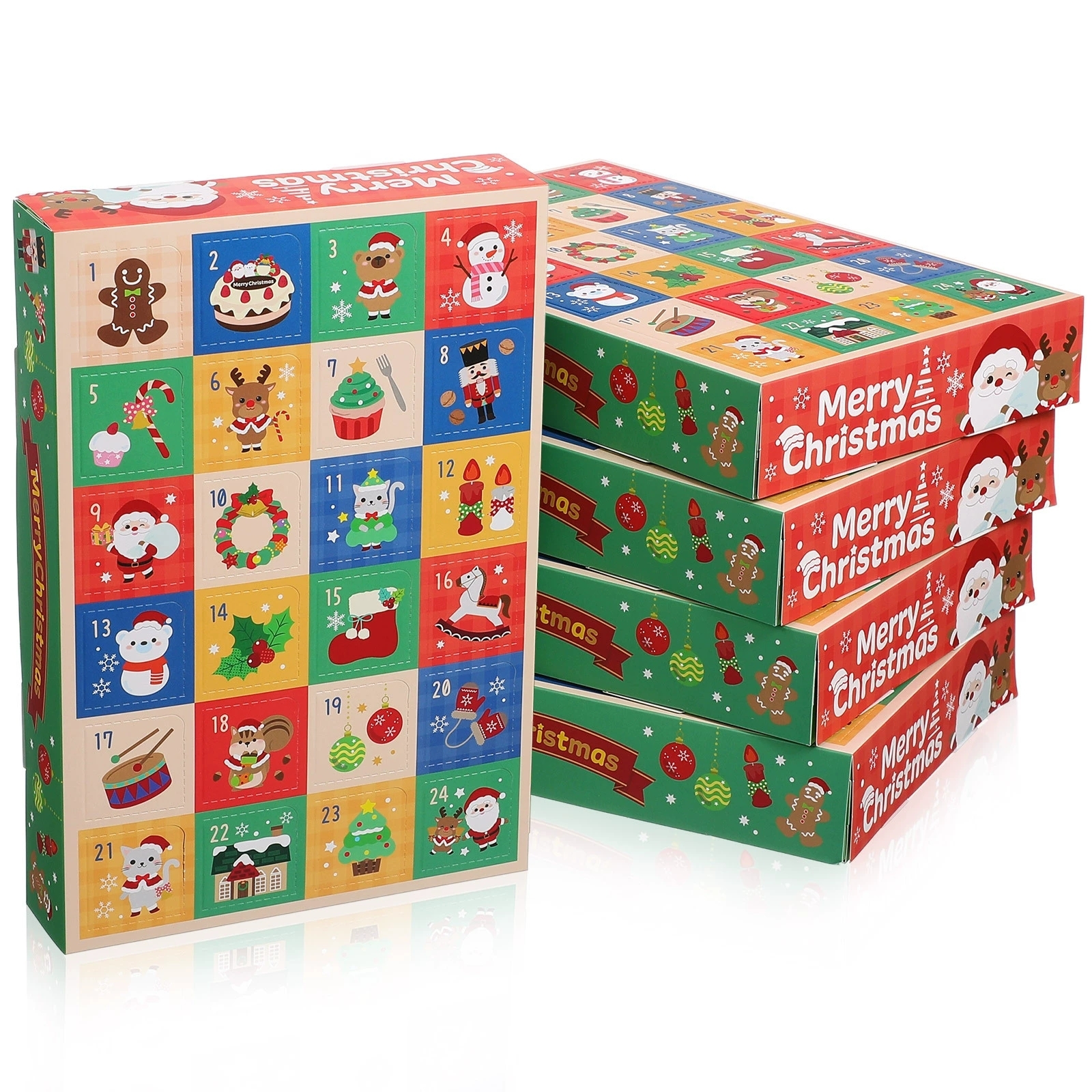 24 Day Christmas Advent Calendar Box Perforated Door Holiday Gift Packaging