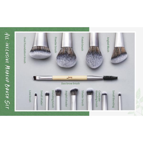 Jessup 12Pcs Sustainable and Eco-friendly Makeup Brush Set Low Waste T327