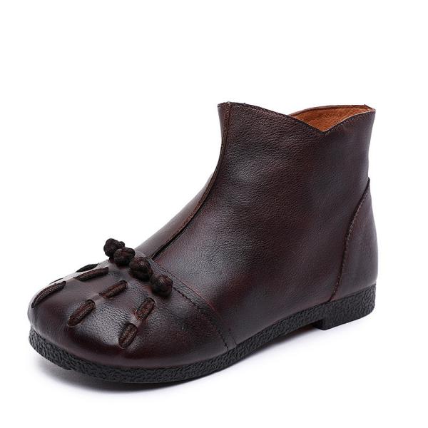 S190 Factory retro flat oil wax leather short tube all-match women's boots handmade original Guangzhou leather women's s