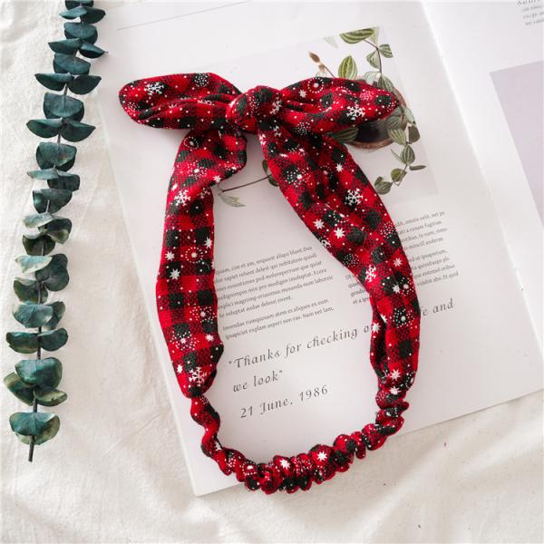 Christmas kids girls Fabric cute hair bands Amazon Ladies Stretch Bunny ears Headband accessories knot headband