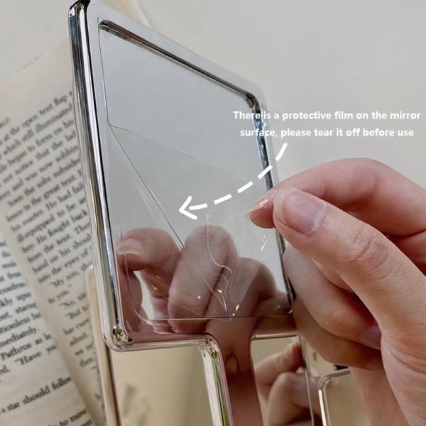 Everyday Customized Handle Hand Mirror Logo Custom Small Glitter Silver Makeup Mirrors