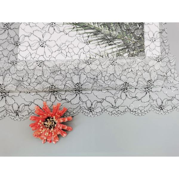 142CM на всем вышивка контраста швейцарской флористической отделки шнурка полиэстера серебряная