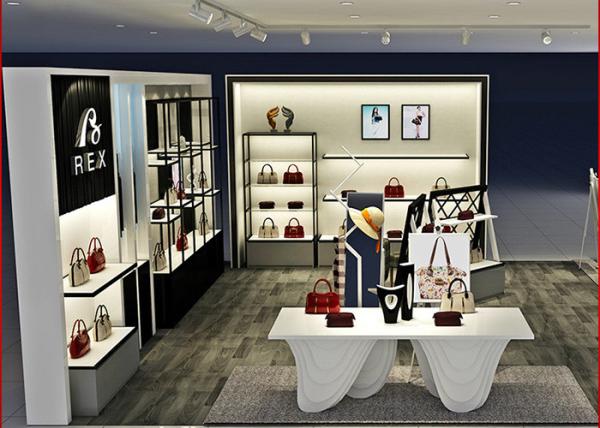 Boutiques Bag Shoe Store Display Shelves Luxury Wooden Customized Size