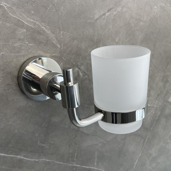 Lavatory Wall Mounted Tumbler Toothbrush Holder Stainless Steel Cup Dish