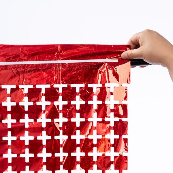Red Metallic Fringe Curtain Square Foil Curtain Customizable