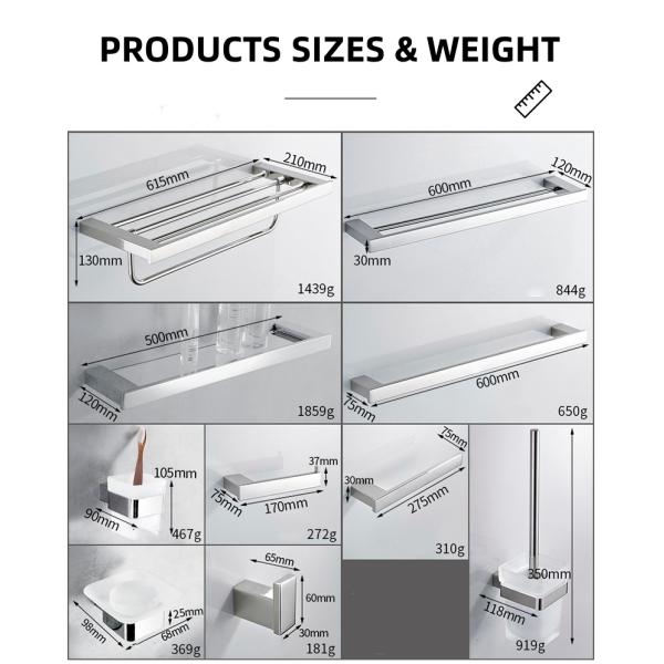 Hotel Bathroom Shower Accessories Brushed Steel Towel Rack Anti Corrosion