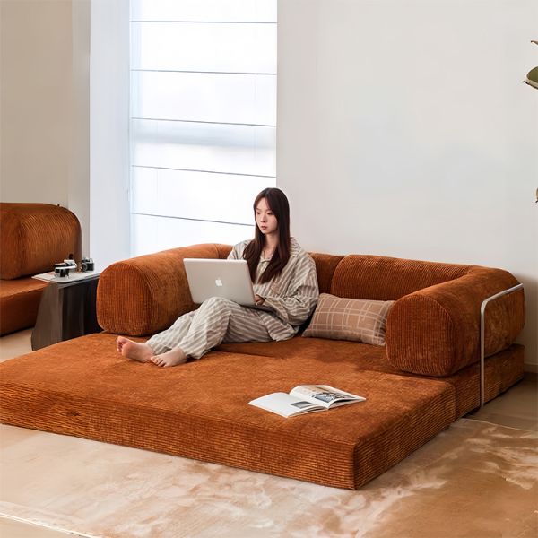 MOYI Modular Nordic Orange Lounge Frameless Sofa Bed Compressible Foam Sponge Sofa