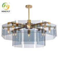 Lámpara de cristal del comedor de la lámpara de la sala de estar de la lámpara pendiente de la lente cuadrada simple postmoderna