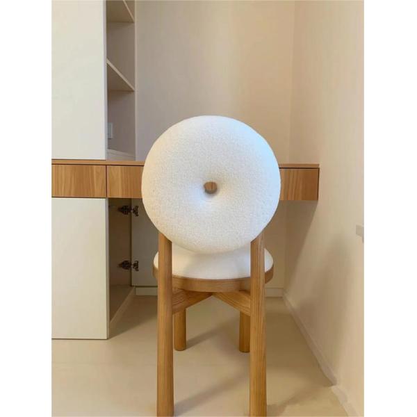 Oak Wooden Cashmere Dining Chairs Lamb Velvet For Modern Office