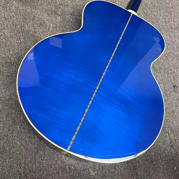 Custom Flamed Maple Back Side 43 Inch Jumbo Acoustic Guitar with Abalone Inlay in Blue Sunburst