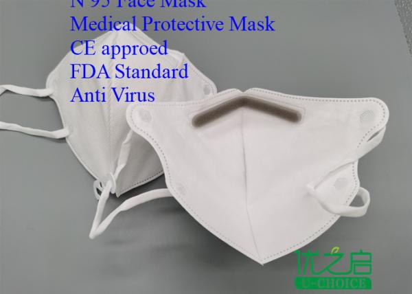 Adjustable Nose Piece Disposable N95 Mask , Moisture Proof Surgical Mask 3 Ply