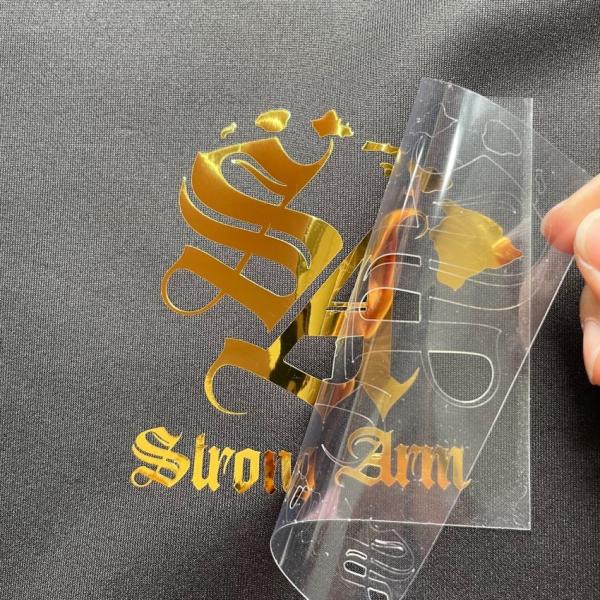 Peeling en frío transferencia de calor metálico apagado brillo y brillo logotipo de lámina de oro para ropa