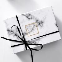 Caixa de cartão de preferência de mármore branco impresso embalagem de presente para convite de casamento