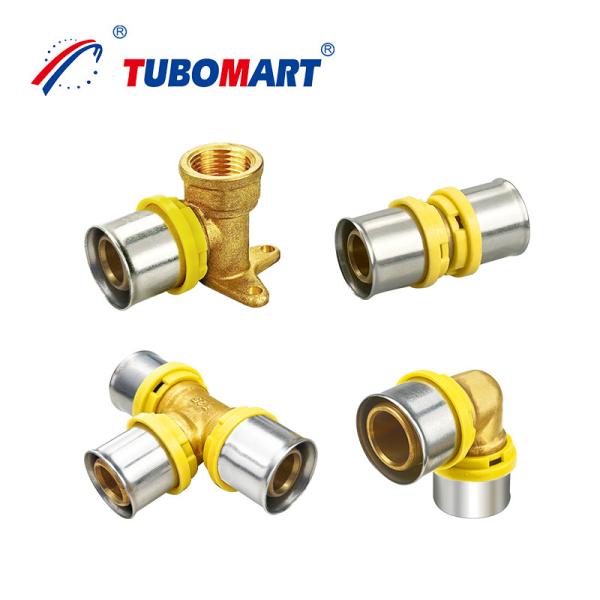 16mm - 32mm Alu Pex Press Fittings TH Type With Natural Brass Customized