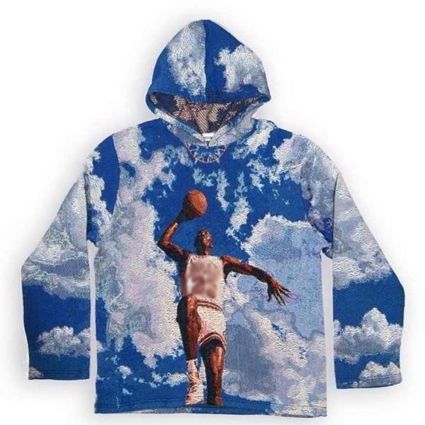 Anti-Shrink Heavyweight French Terry Oversized Printed Mens Woven Anime Tapestry Hoodie