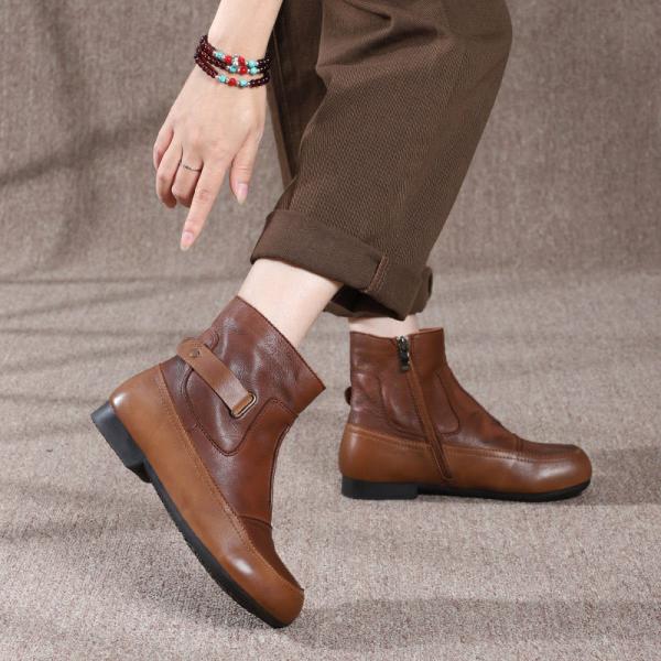 HZM037 Original Ethnic Style Retro Embroidered Women'S Short Boots Autumn And Winter New Style Leather Retro Personality