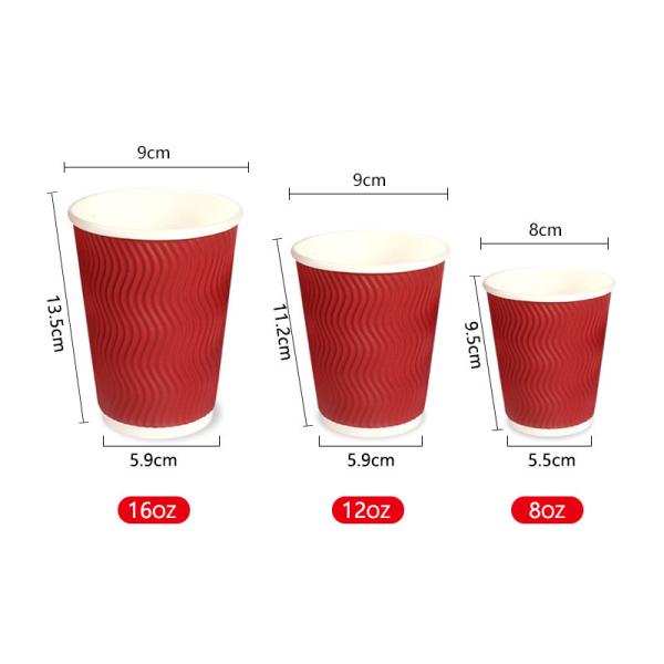 280gsm Bubble Boba Disposable Ripple Wall Paper Cold Drink Cups With Lids