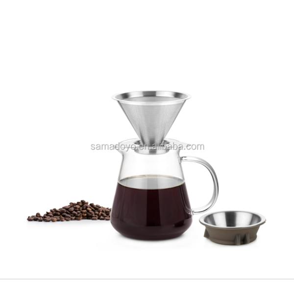 Convenient and Durable 600ml Heat Resistant Glass Pour Over Coffee Maker with Filter