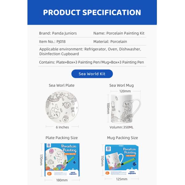 3 Paint Pens Children Didactic Toys Decorate Your Own Porcelain Plate / Mug