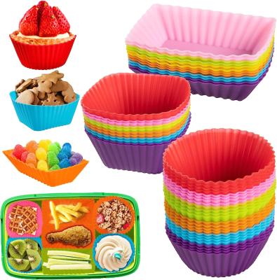 Diviseurs de boîtes de déjeuner en silicone, diviseurs de boîtes Bento colorés, doublures de gâteaux en silicone, accessoires de boîtes Bento réutilisables