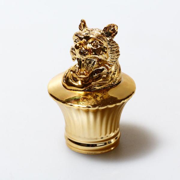 Custom Made Zinc Alloy Lion Head Perfume Cap Surface Plating Process