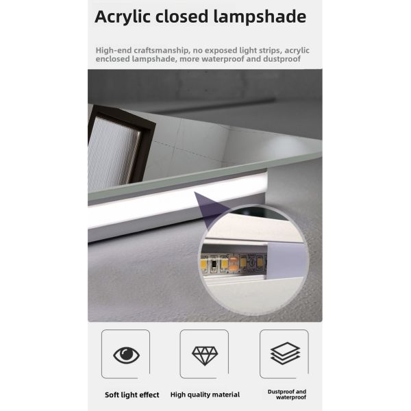 Modern Apartment & Hotel Bathroom Mirrored Undershelf with Touch Switch IP44 Rated Convenient Under-Mirror Access for Storage