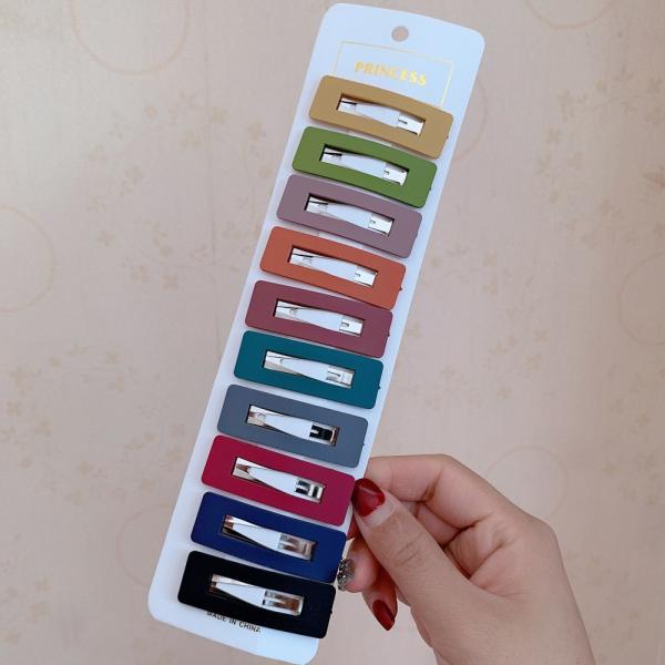 Metal Decorative Hair Clips Grips Kids Girl Jewelry Set BB Side Frosted Acrylic 10pcs/Set