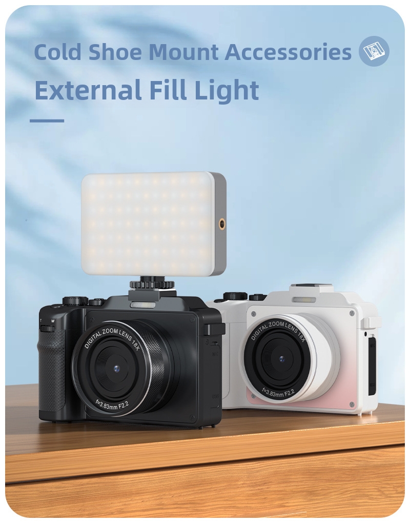 New 8K Student Beauty Camera with Dual Lens Wifi Transfer 8 Filter Modes 18X Zoom Anti Shake and 8 Filter Modes for Daily Vlog
