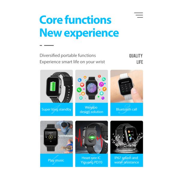 400mAh 240*240 Color Screen Fitness Tracker Smartwatch Touch Screen Heart Rate