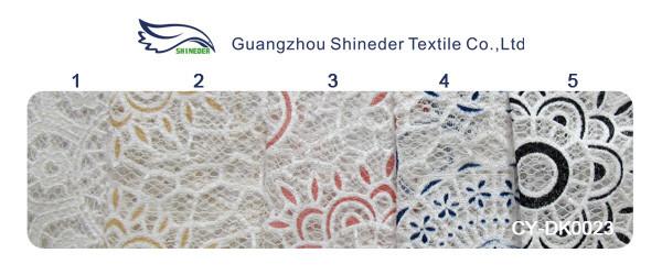 White Cotton Polyester Lace Fabric Thick Geometric Burnout Lace for Dress Decoration(CY-DK0023)