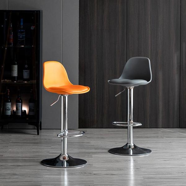 Adjustable Swivel Stools for Hotels Minimalist Design Armless Bar Stools PU Leather Hydraulic Kitchen Counter Height