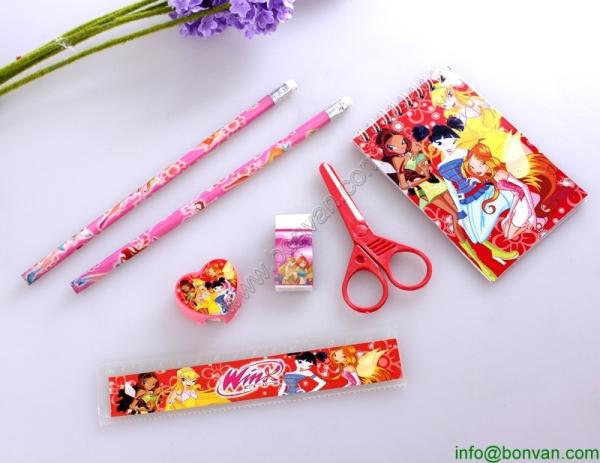 Promotional Cheap School Stationery Set for Kids with PVC Bag,personalized stationery set