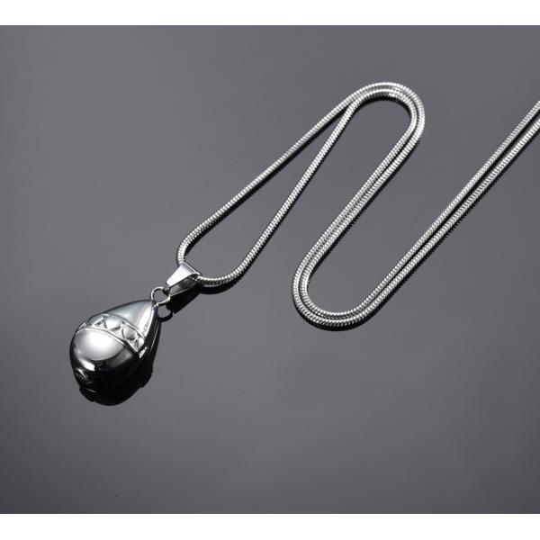 Stainless Steel Heart Water Drop Ashes Keepsake Cremation Pendant Necklace